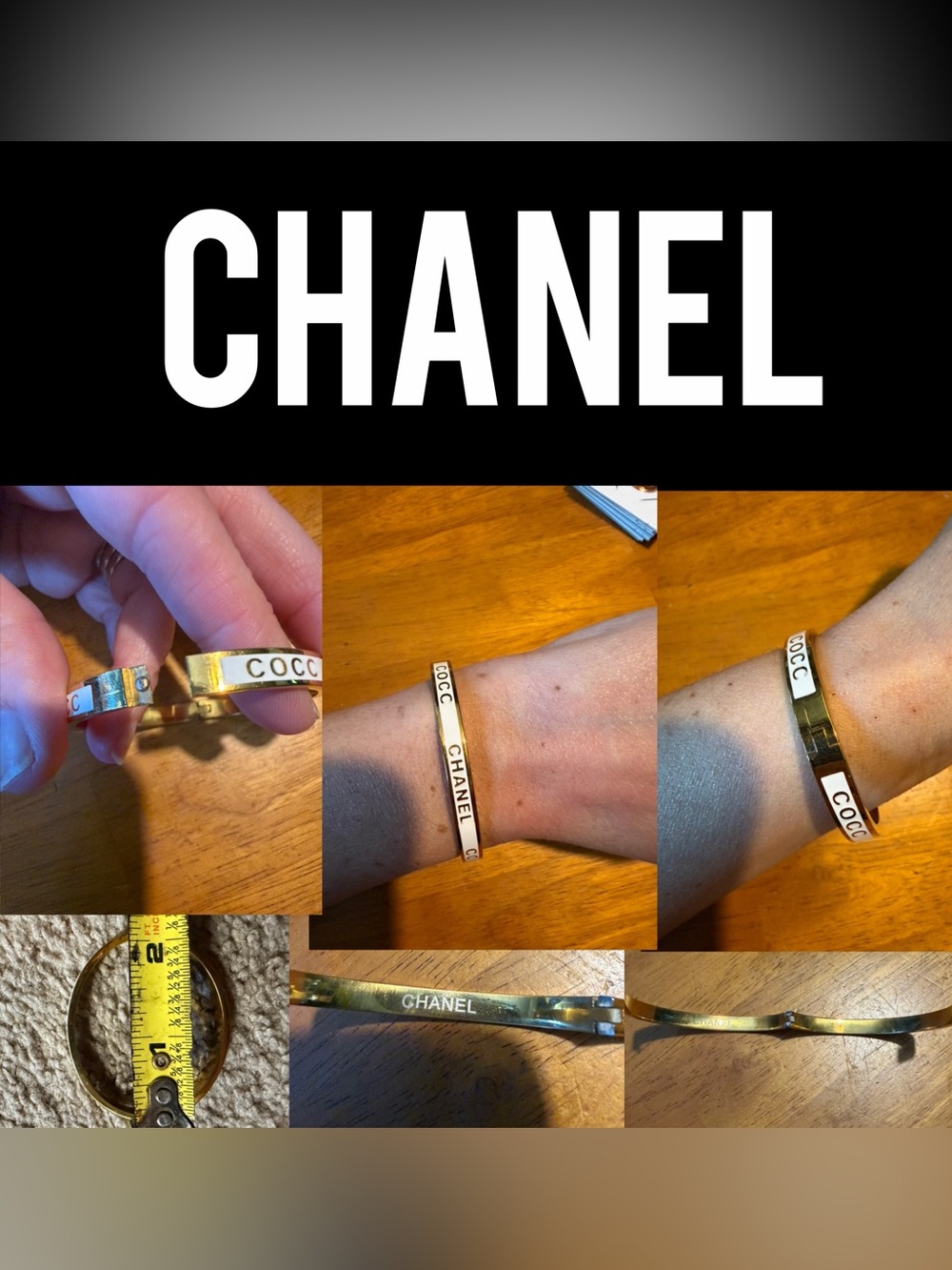 NWOT CHANEL white & gold bracelet